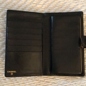 Black Chanel cavier leather wallet